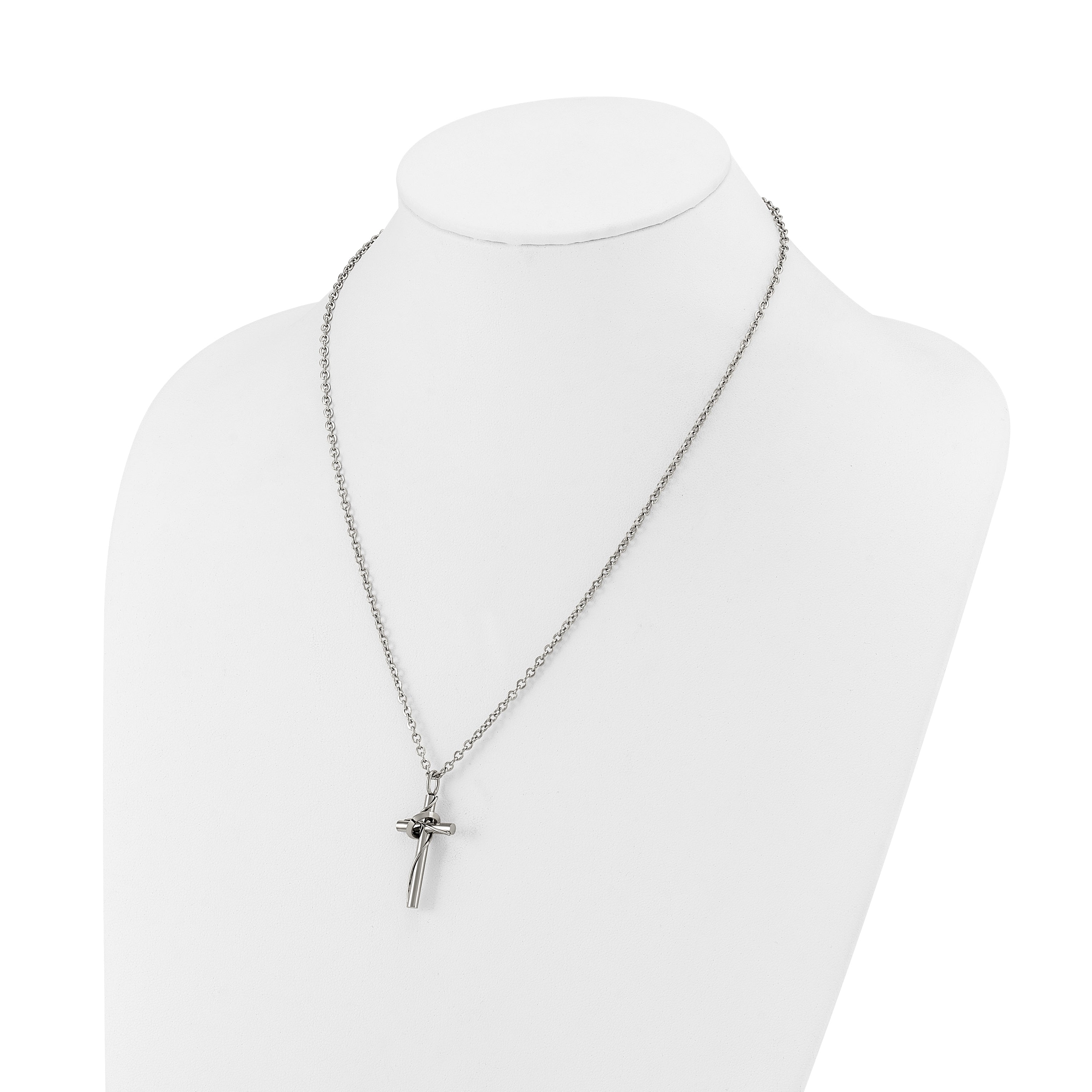 Polished Cross Stainless Steel Cable Chain Necklace 2.5mm