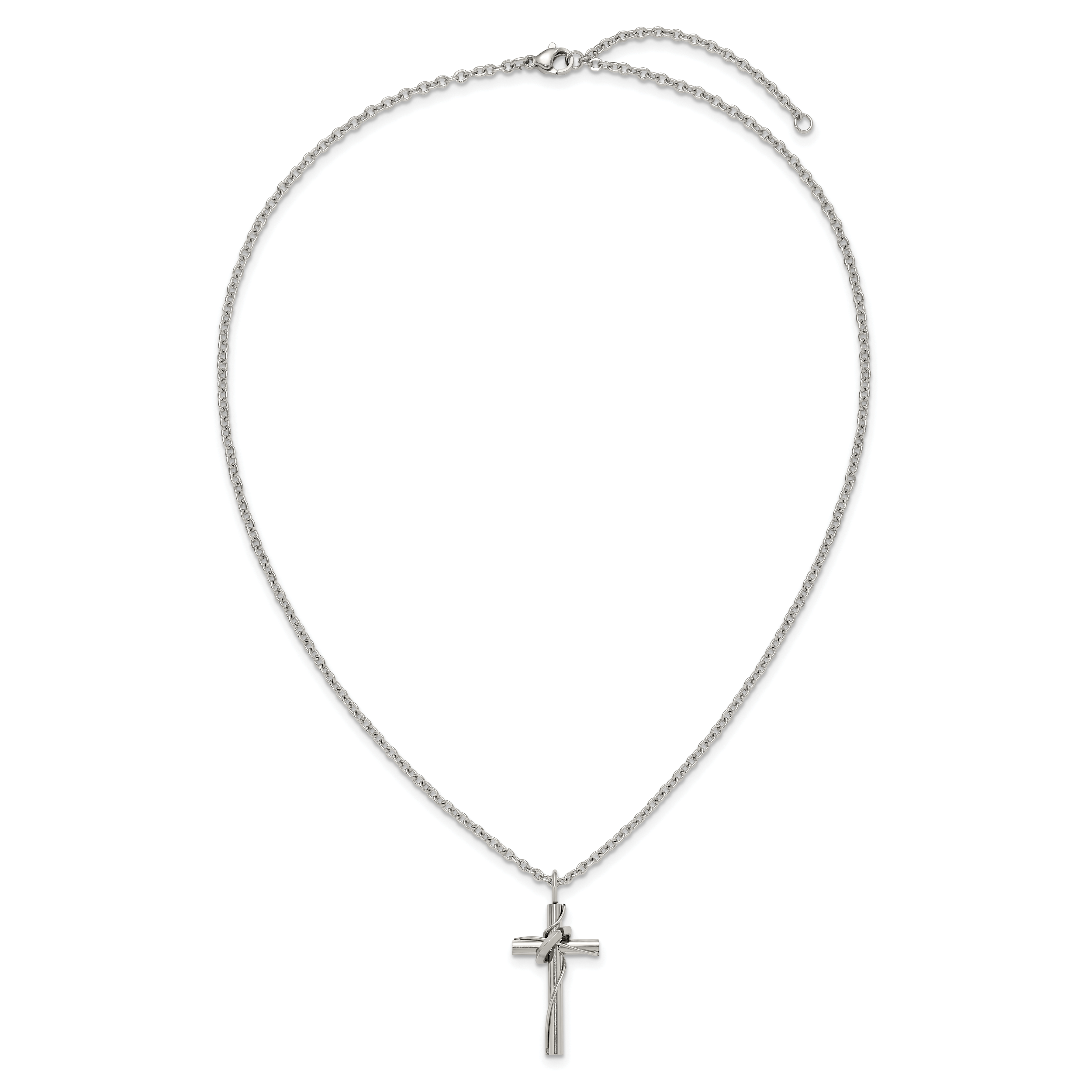 Polished Cross Stainless Steel Cable Chain Necklace 2.5mm