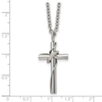 Polished Cross Stainless Steel Cable Chain Necklace 2.5mm