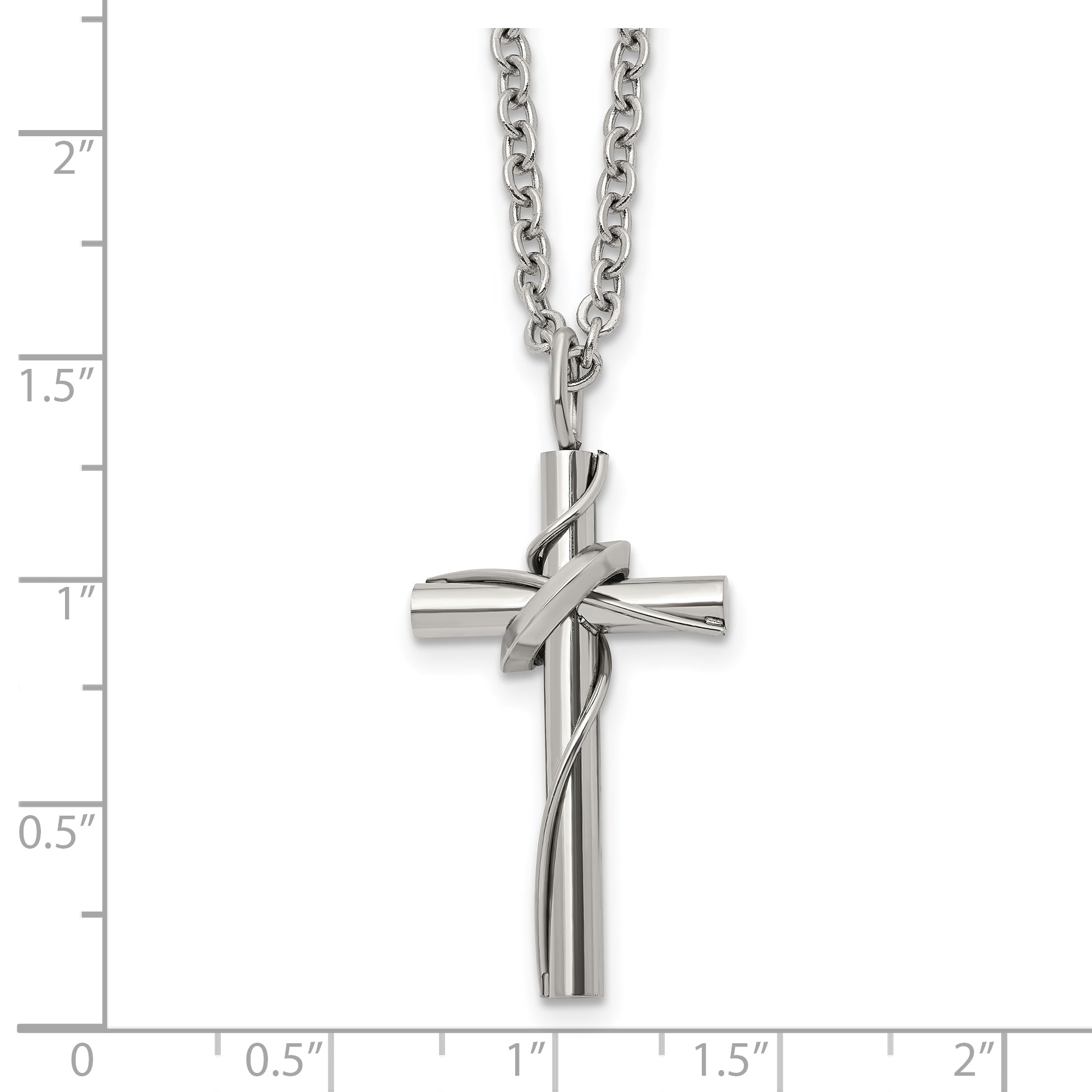 Polished Cross Stainless Steel Cable Chain Necklace 2.5mm