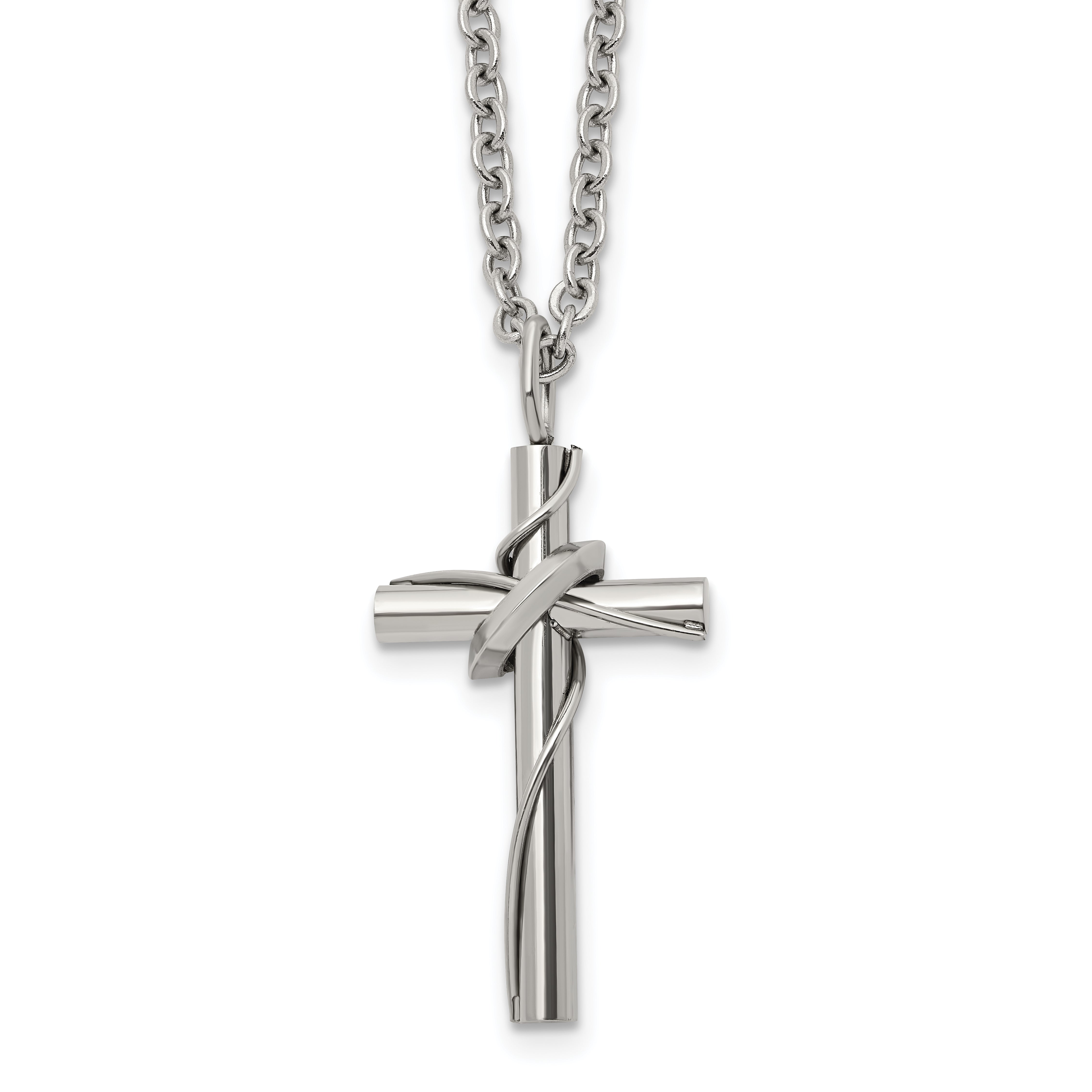 Polished Cross Stainless Steel Cable Chain Necklace 2.5mm Main image