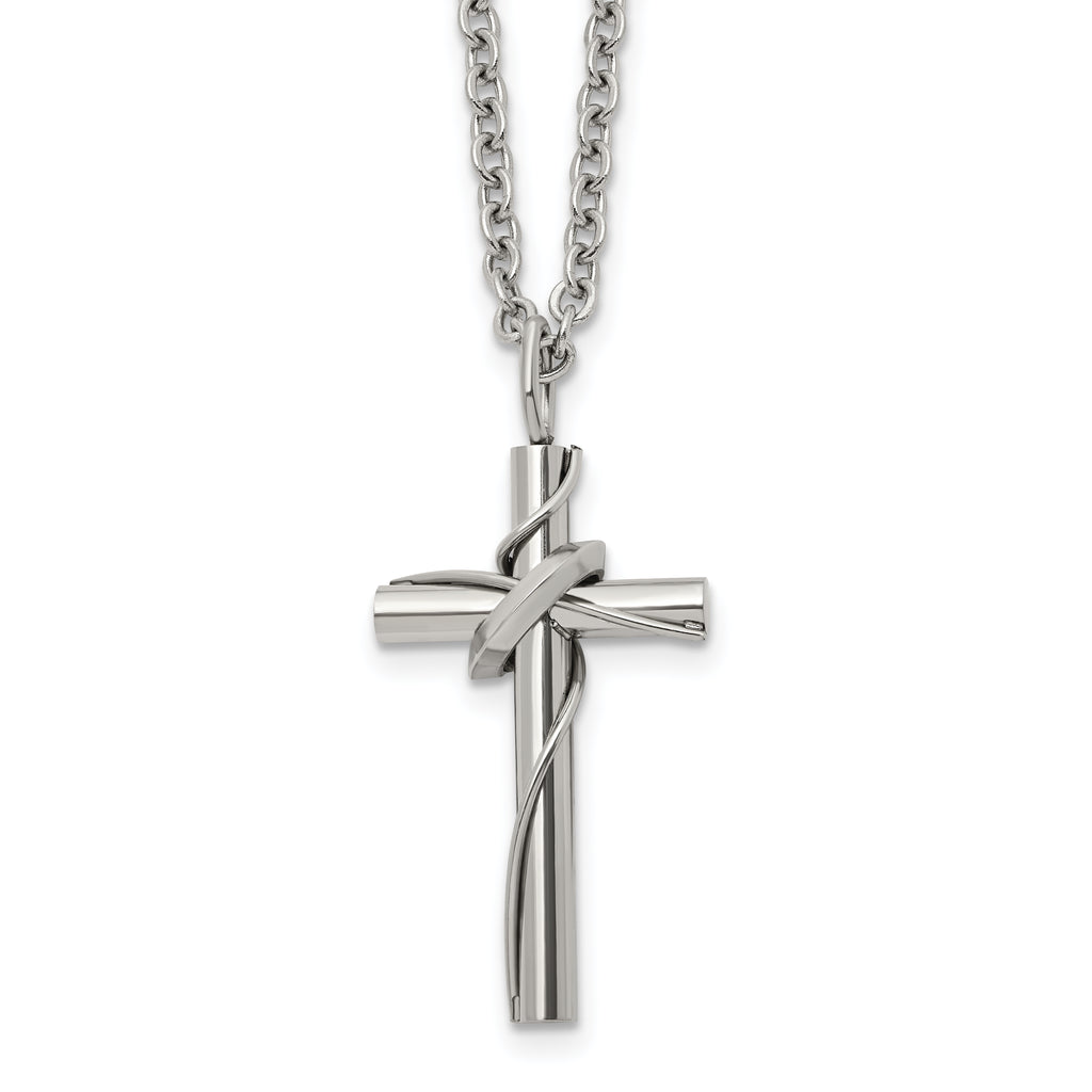 Polished Cross Stainless Steel Cable Chain Necklace 2.5mm