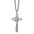 Polished Cross Stainless Steel Cable Chain Necklace 2.5mm