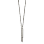 Men's Polished Bullet Stainless Steel Cable Chain Pendant Necklace 3.2mm