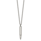 Men's Polished Bullet Stainless Steel Cable Chain Pendant Necklace 3.2mm