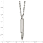 Men's Polished Bullet Stainless Steel Cable Chain Pendant Necklace 3.2mm