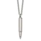 Men's Polished Bullet Stainless Steel Cable Chain Pendant Necklace 3.2mm