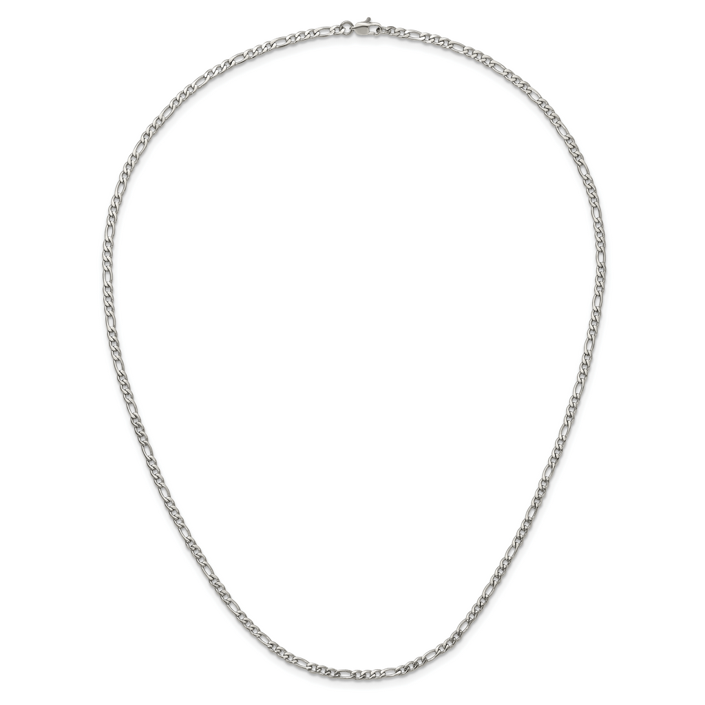 Polished Stainless Steel Figaro Chain Necklace 3mm