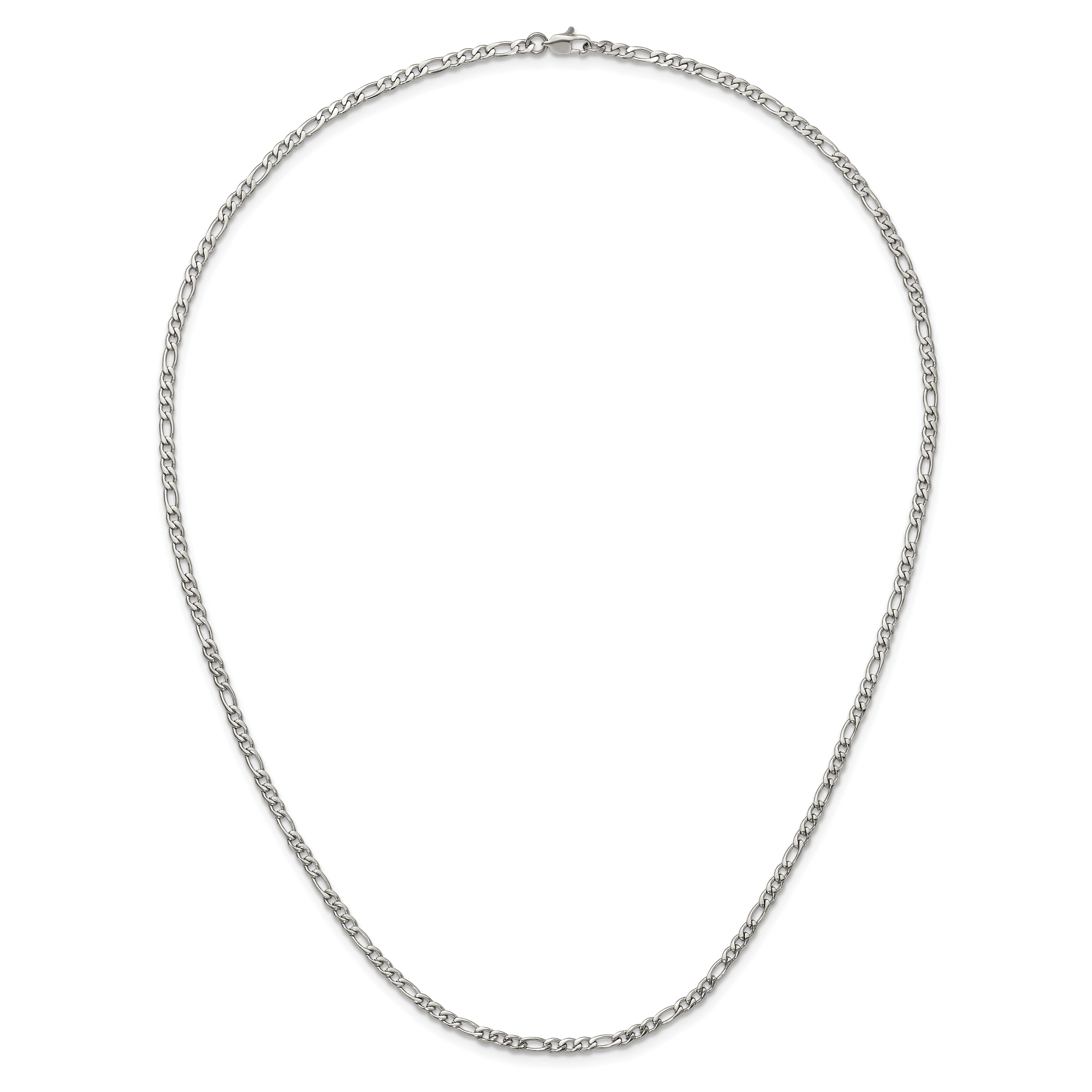 Polished Stainless Steel Figaro Chain Necklace 3mm