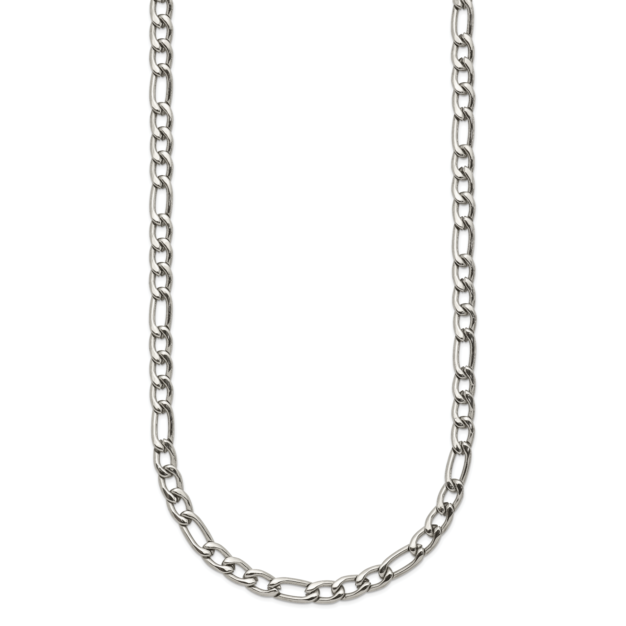 Polished Stainless Steel Figaro Chain Necklace 4mm Secondary image