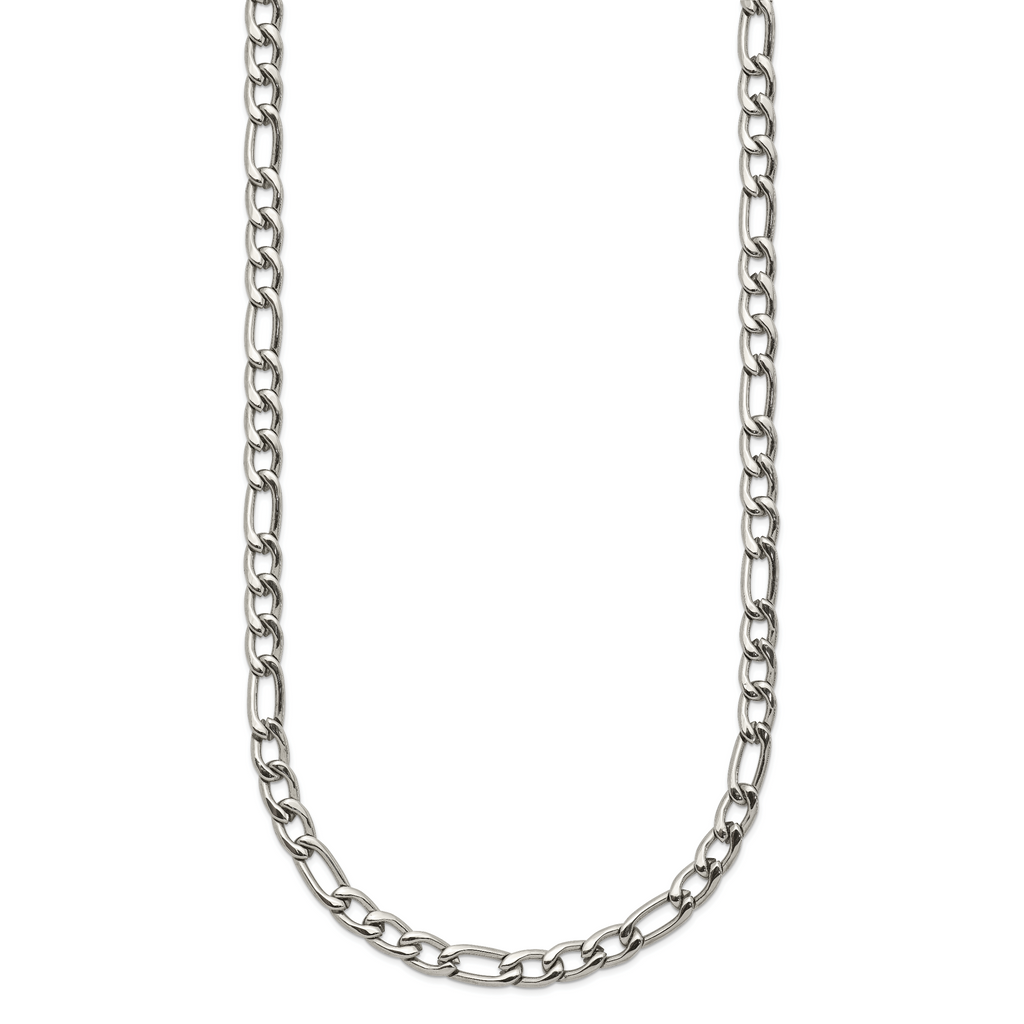 Polished Stainless Steel Figaro Chain Necklace 4mm