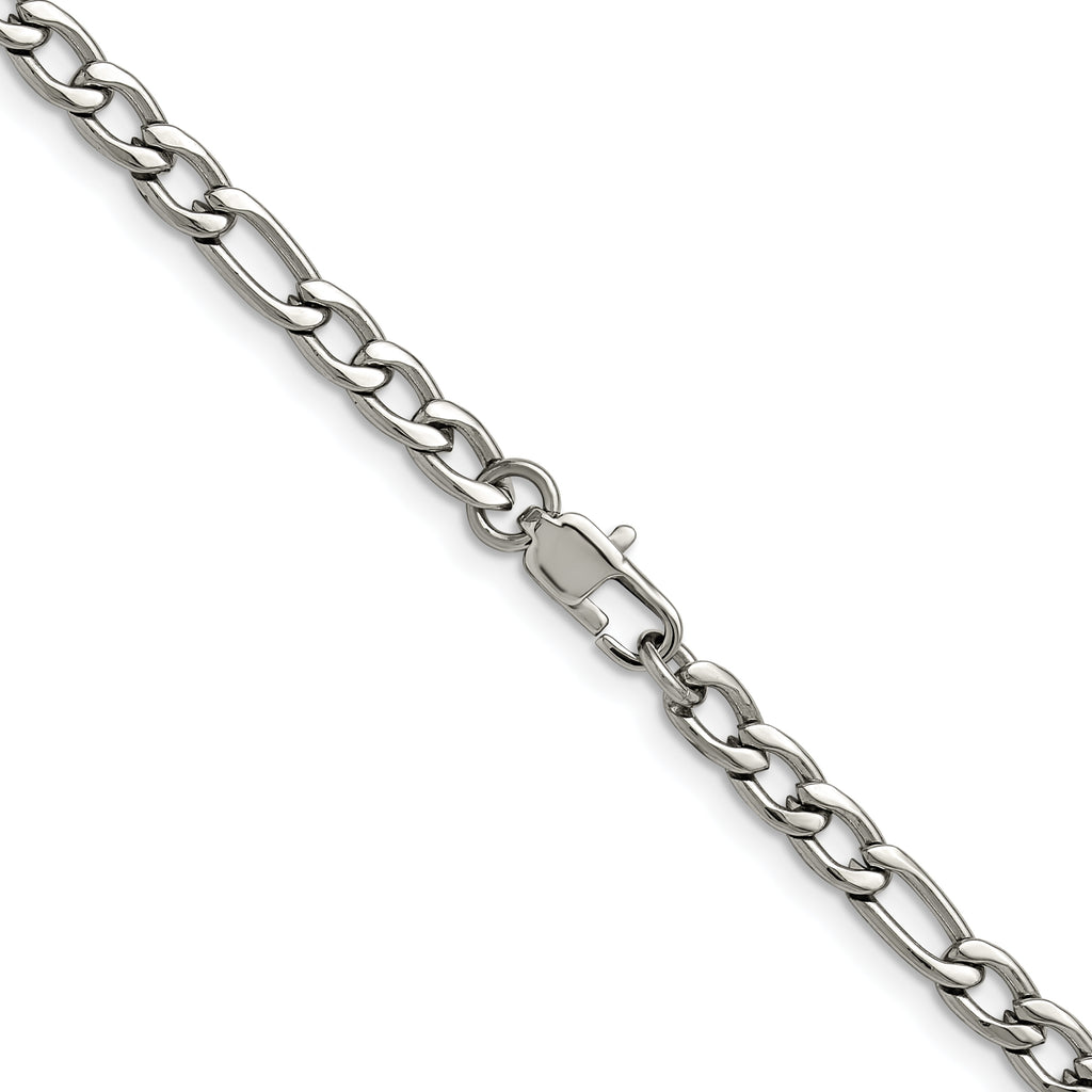 Polished Stainless Steel Figaro Chain Necklace 4mm