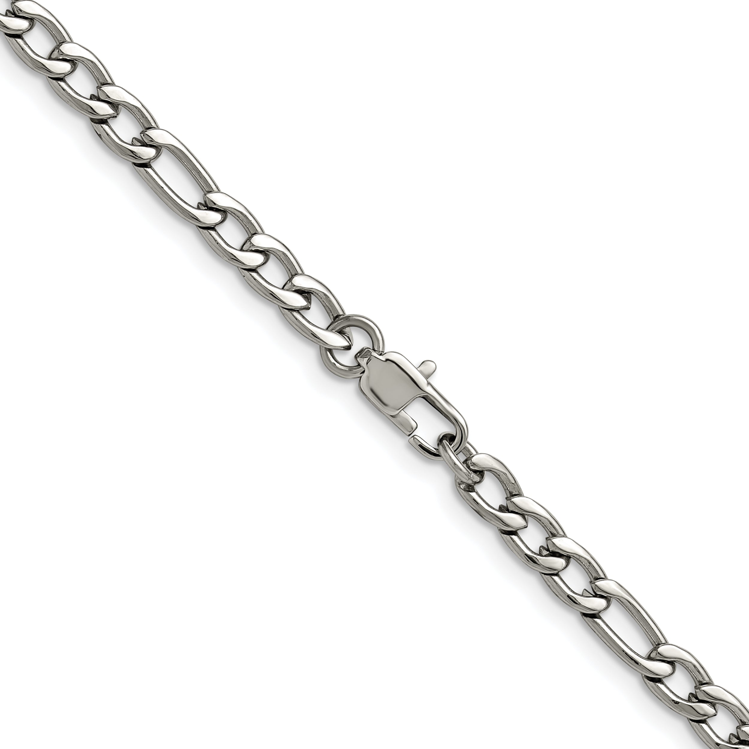 Polished Stainless Steel Figaro Chain Necklace 4mm