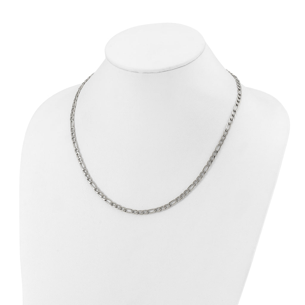 Polished Stainless Steel Figaro Chain Necklace 4mm