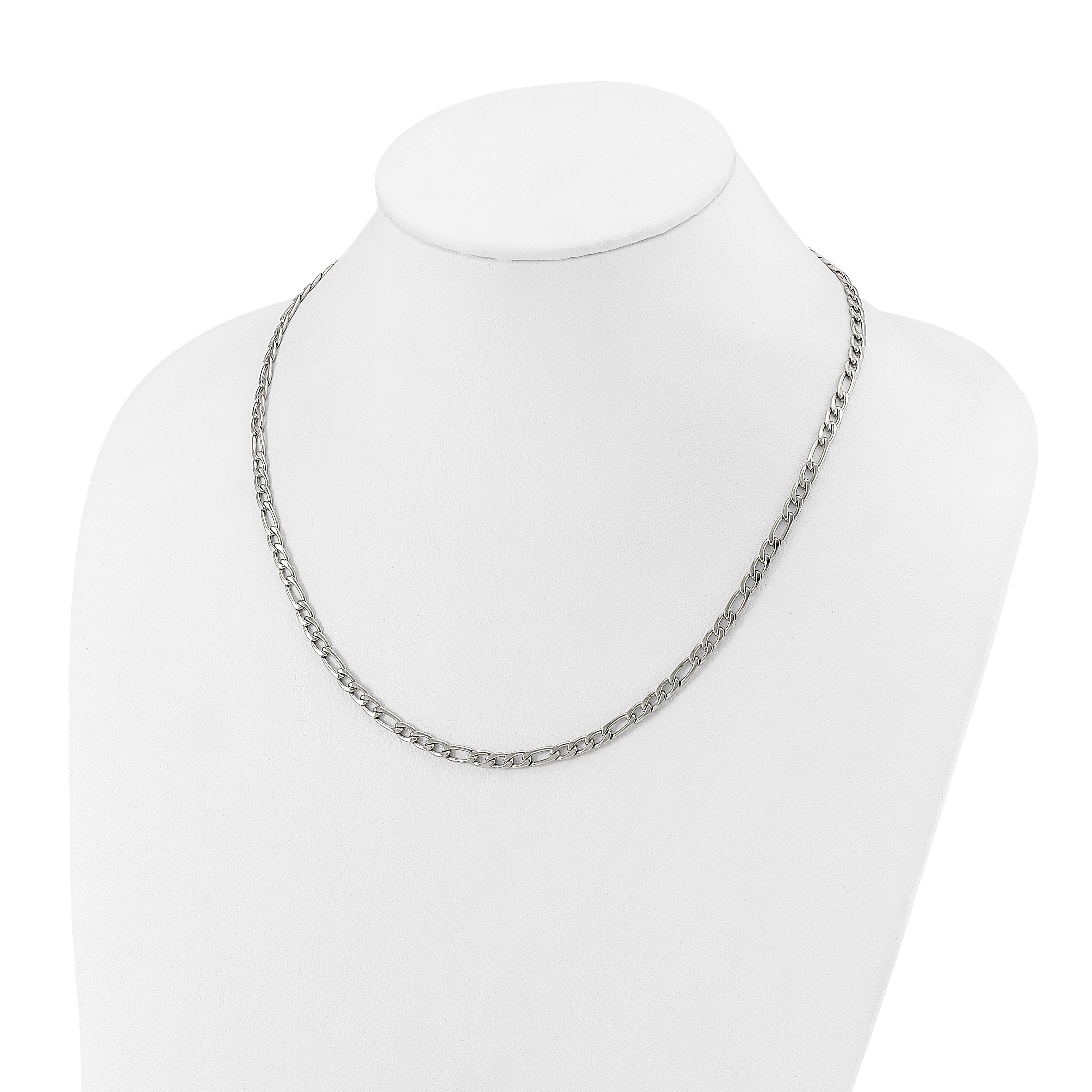 Polished Stainless Steel Figaro Chain Necklace 4mm