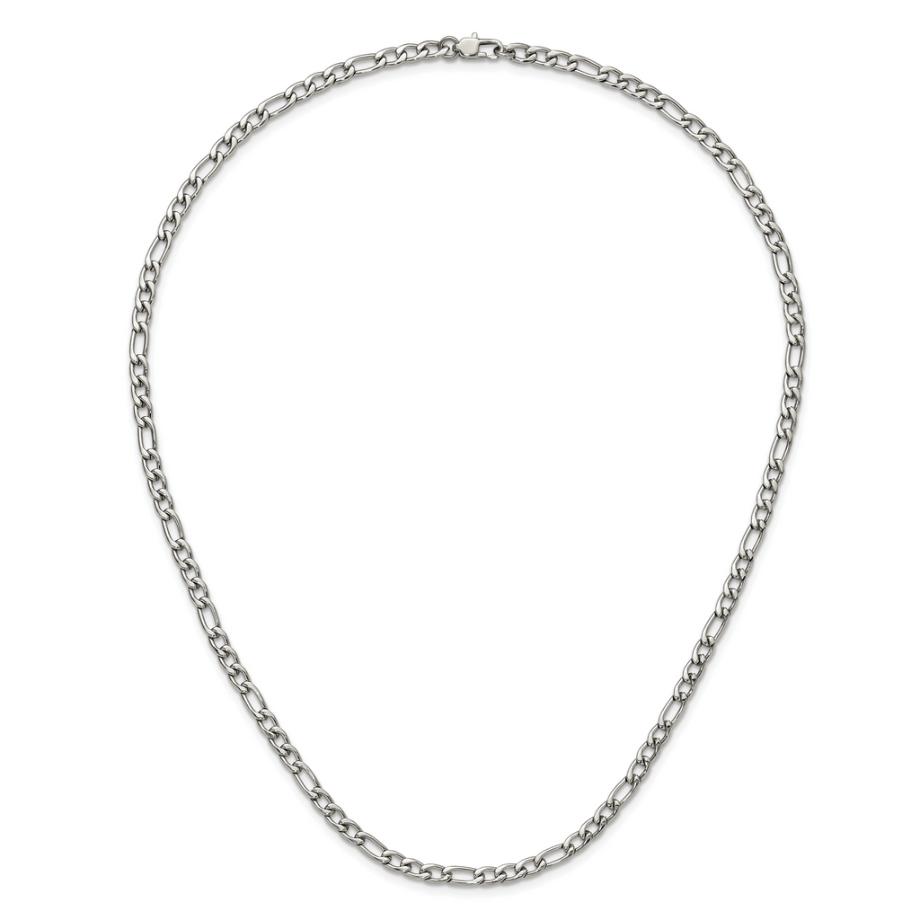 Polished Stainless Steel Figaro Chain Necklace 4mm