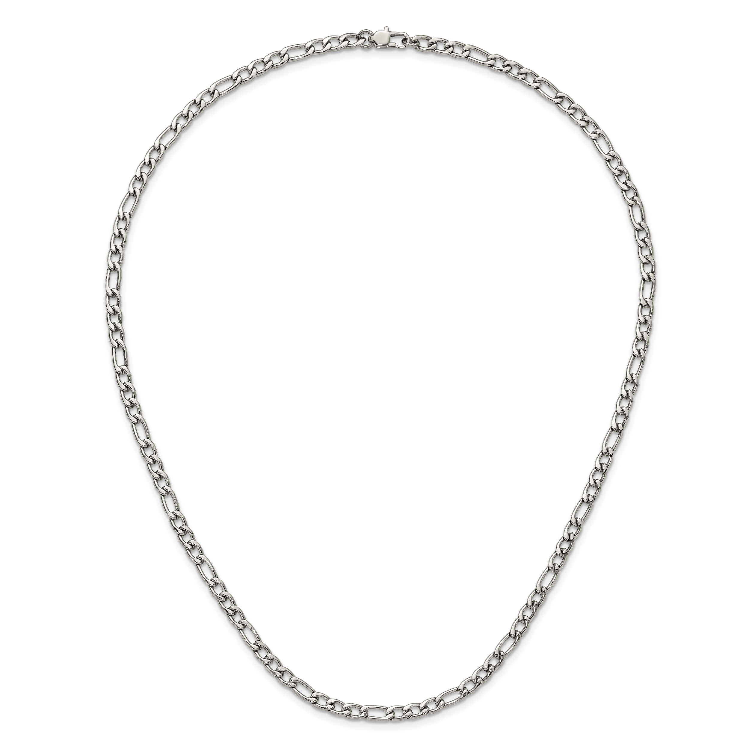 Polished Stainless Steel Figaro Chain Necklace 4mm