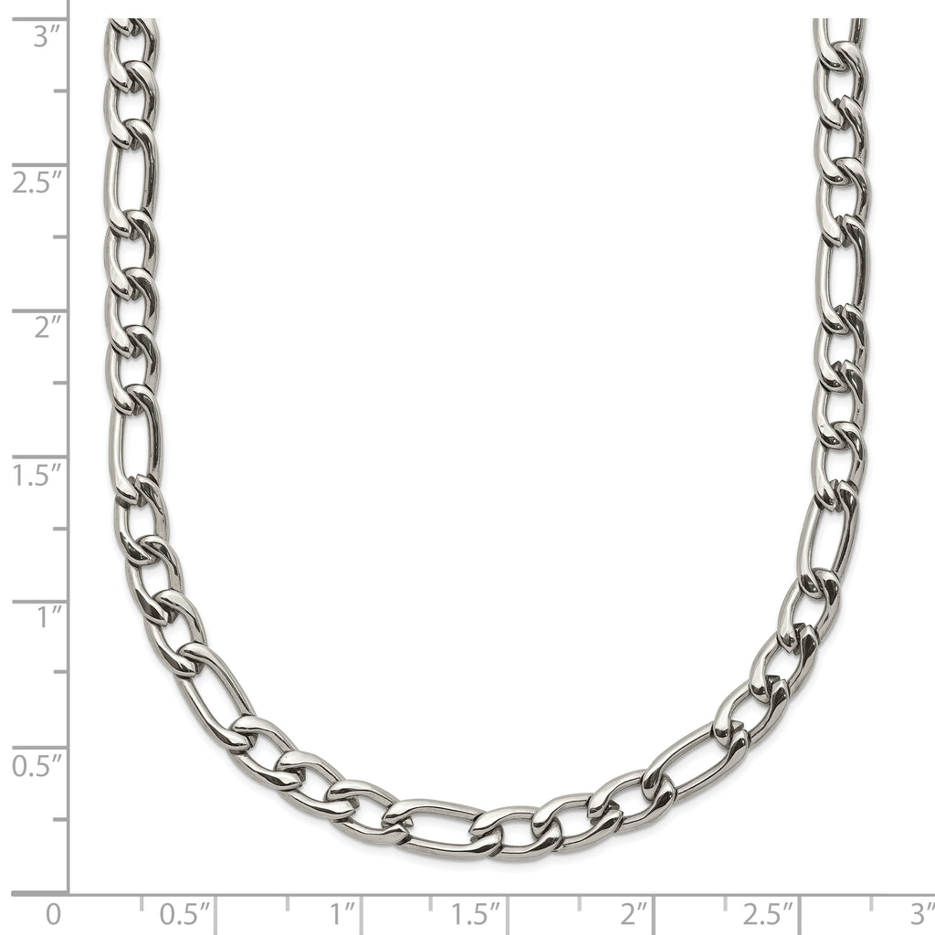 Polished Stainless Steel Figaro Chain Necklace 4mm