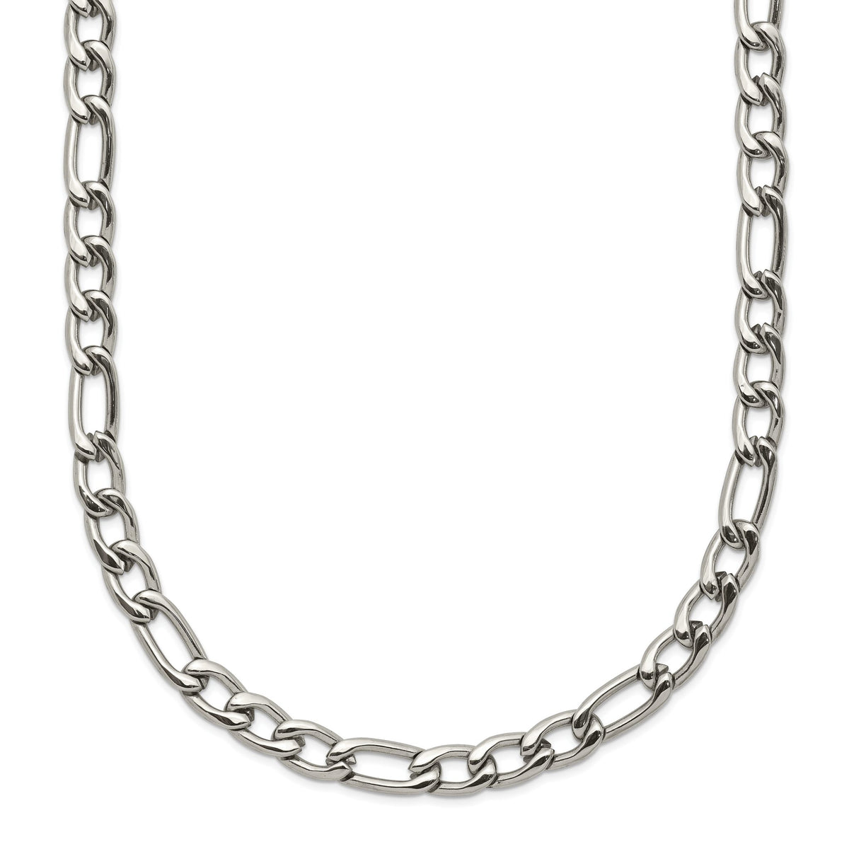 Chisel Figaro Chain Necklace in Stainless Steel, 4mm, 20 Inch - Sophia Jewelers Main image