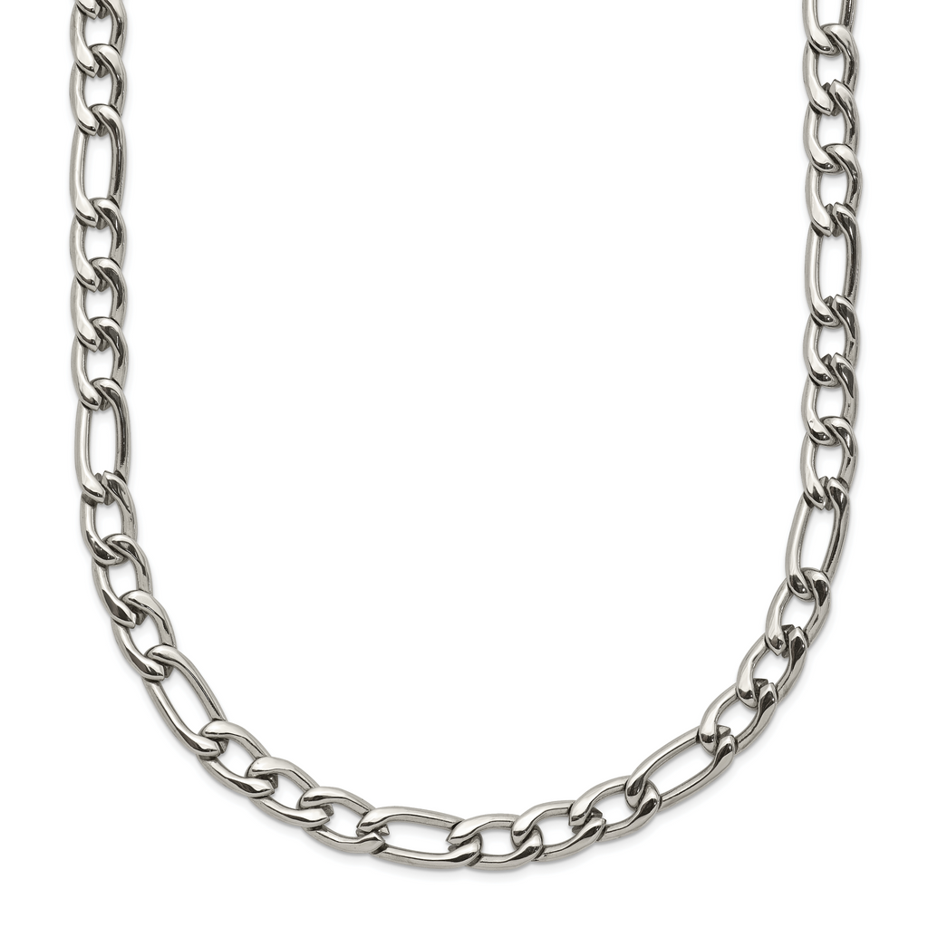 Polished Stainless Steel Figaro Chain Necklace 4mm