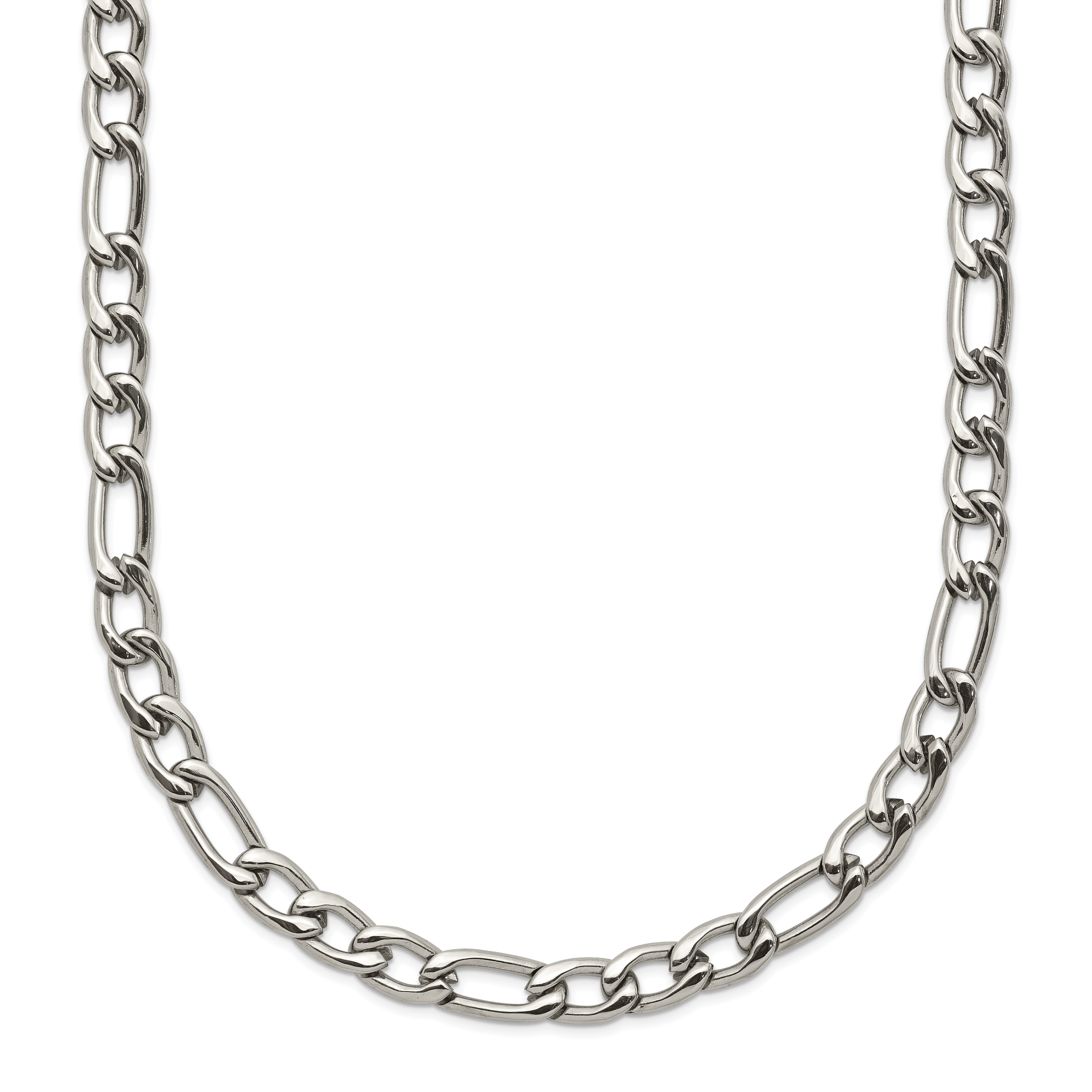 Polished Stainless Steel Figaro Chain Necklace 4mm