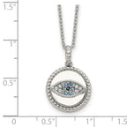 Polished Multi-color Cubic Zirconia Evil Eye Stainless Steel Cable Chain Pendant Necklace 1mm