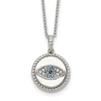 Polished Multi-color Cubic Zirconia Evil Eye Stainless Steel Cable Chain Pendant Necklace 1mm