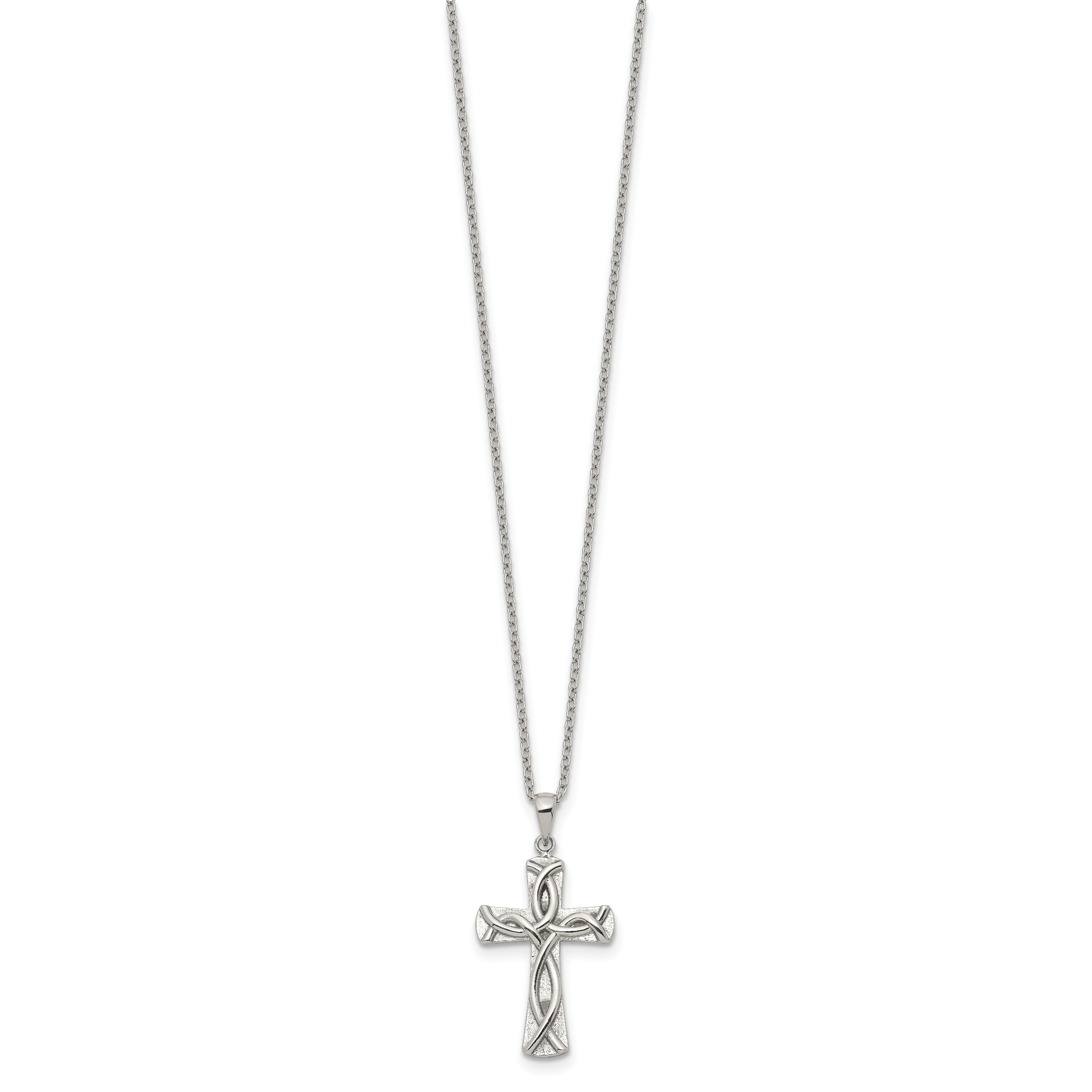 Polished Cross Stainless Steel Cable Chain Necklace 1mm Secondary image