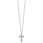 Polished Cross Stainless Steel Cable Chain Necklace 1mm