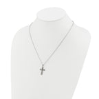 Polished Cross Stainless Steel Cable Chain Necklace 1mm