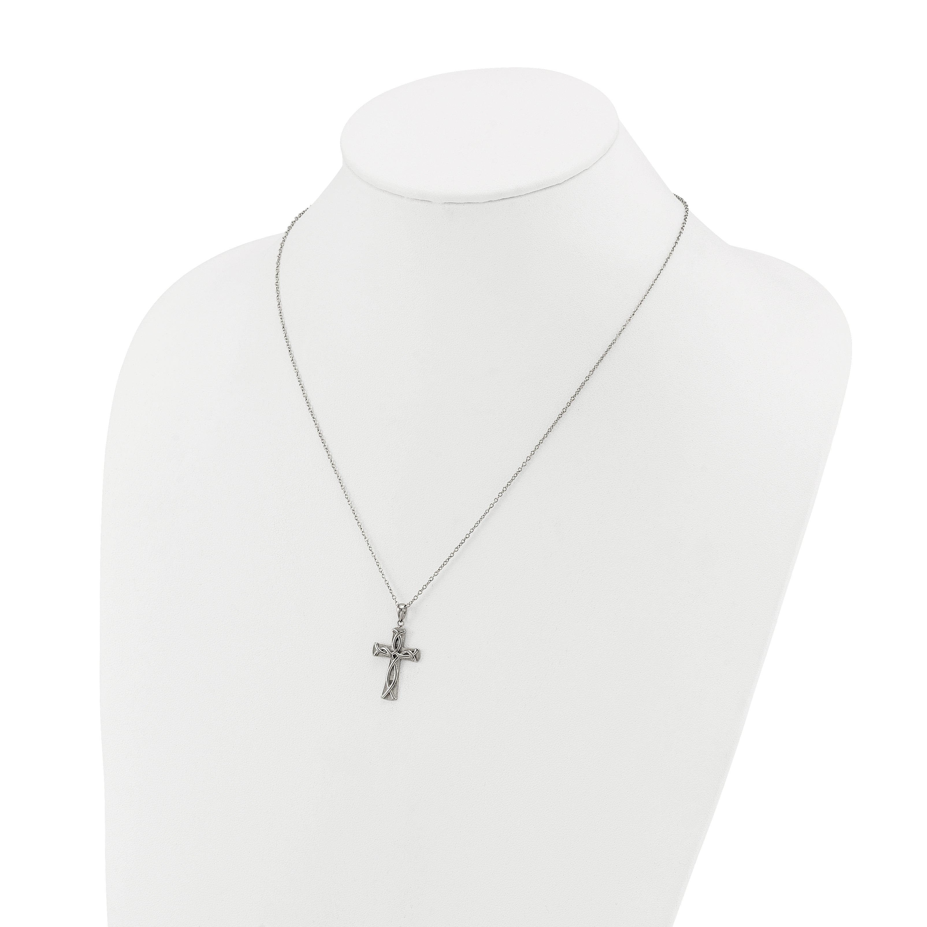 Polished Cross Stainless Steel Cable Chain Necklace 1mm