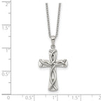 Polished Cross Stainless Steel Cable Chain Necklace 1mm