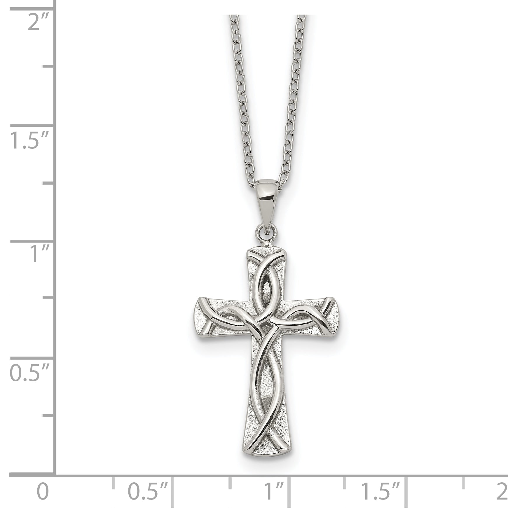 Polished Cross Stainless Steel Cable Chain Necklace 1mm