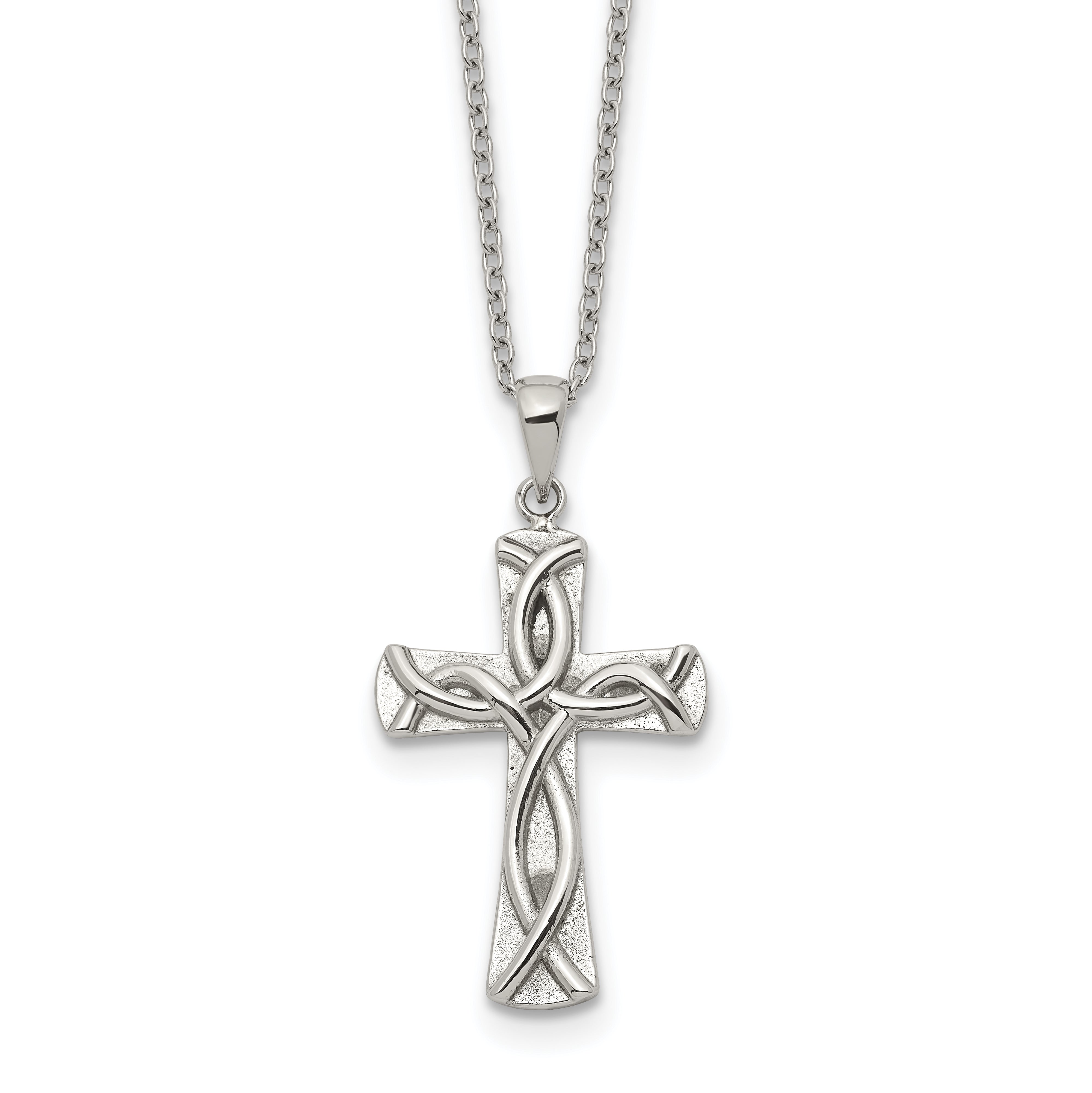 Polished Cross Stainless Steel Cable Chain Necklace 1mm Main image