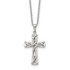 Polished Cross Stainless Steel Cable Chain Necklace 1mm