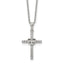 Polished Cubic Zirconia Cross Stainless Steel Cable Chain Necklace 1mm