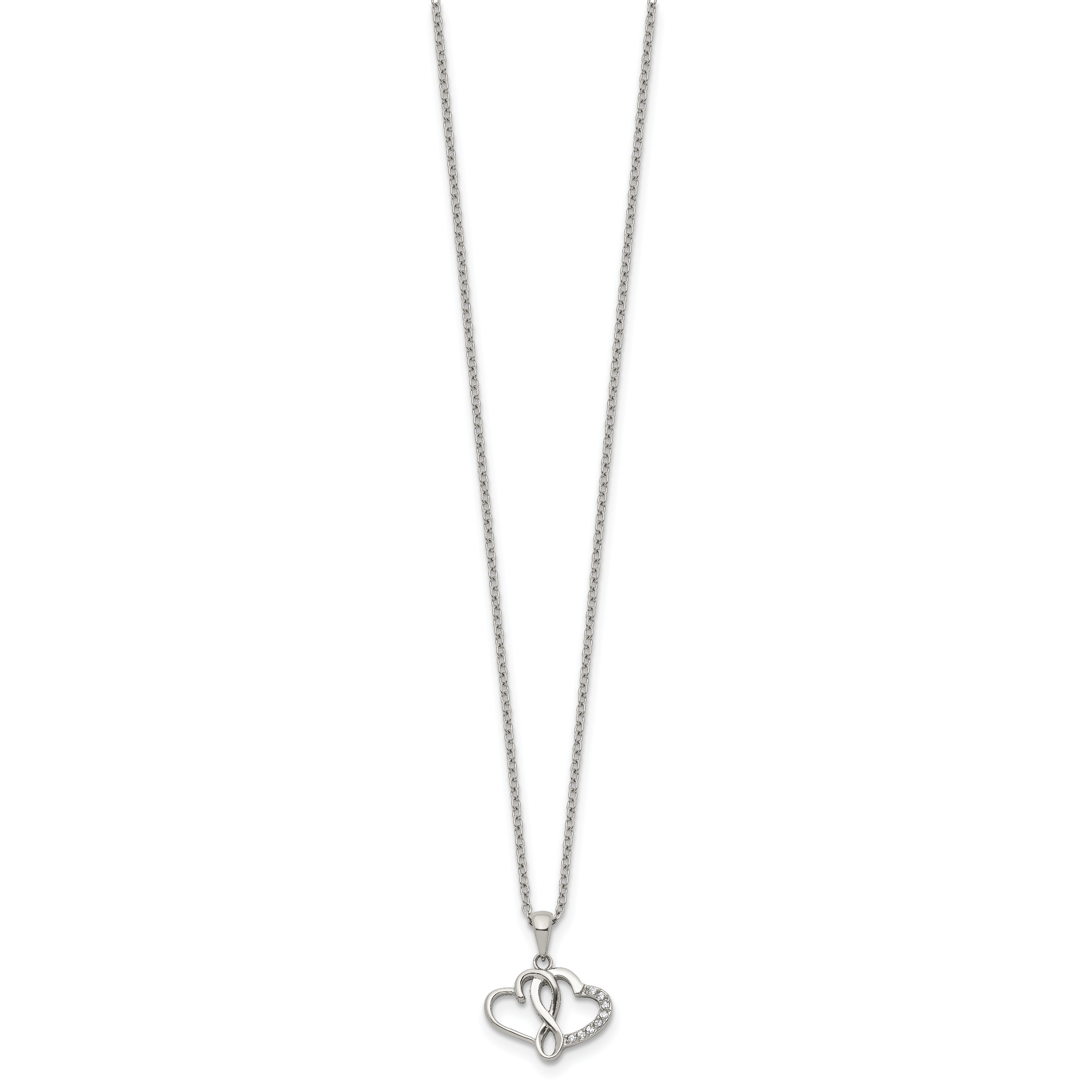 Polished Cubic Zirconia Infinity Stainless Steel Cable Chain Pendant Necklace 1mm Secondary image