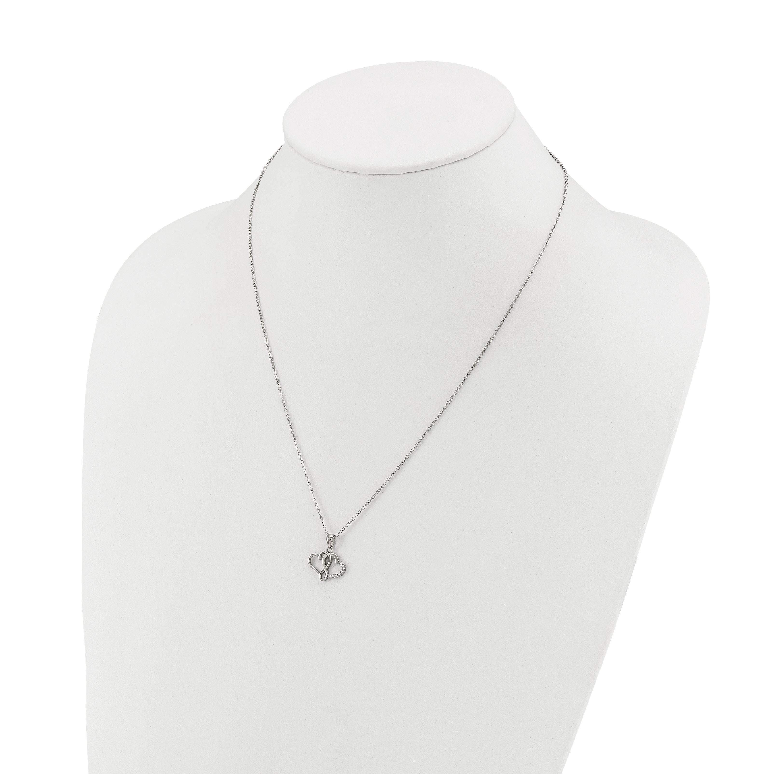Polished Cubic Zirconia Infinity Stainless Steel Cable Chain Pendant Necklace 1mm
