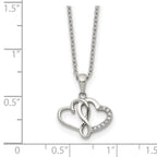 Polished Cubic Zirconia Infinity Stainless Steel Cable Chain Pendant Necklace 1mm