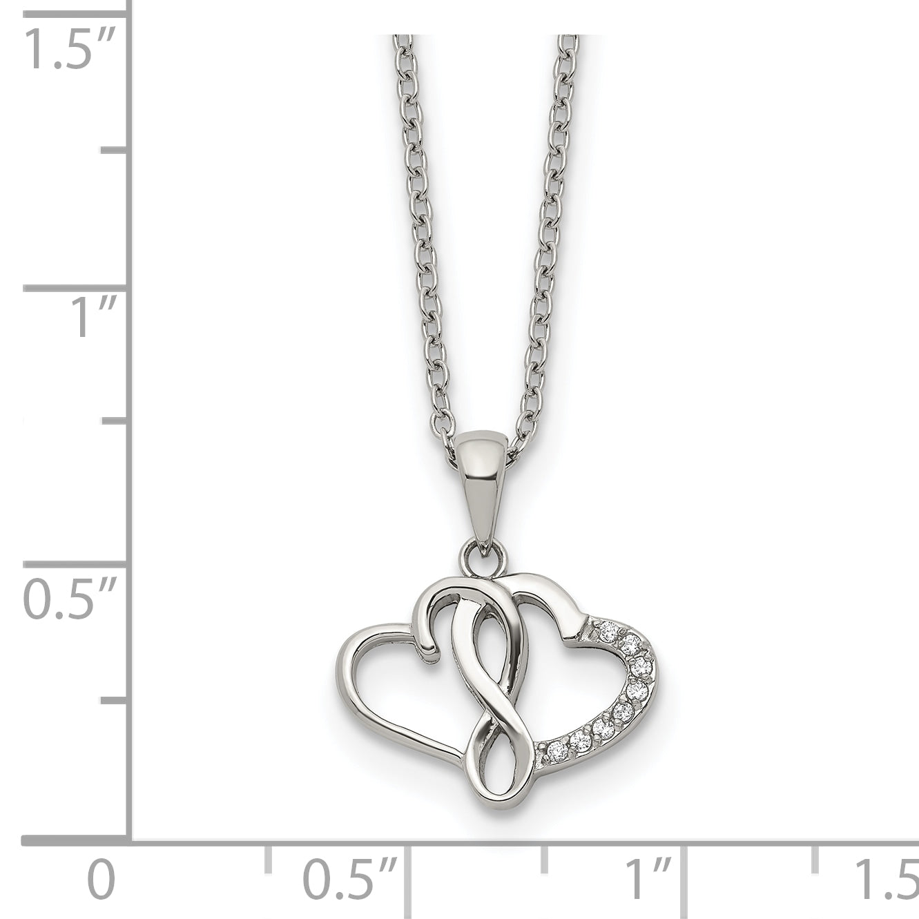 Polished Cubic Zirconia Infinity Stainless Steel Cable Chain Pendant Necklace 1mm