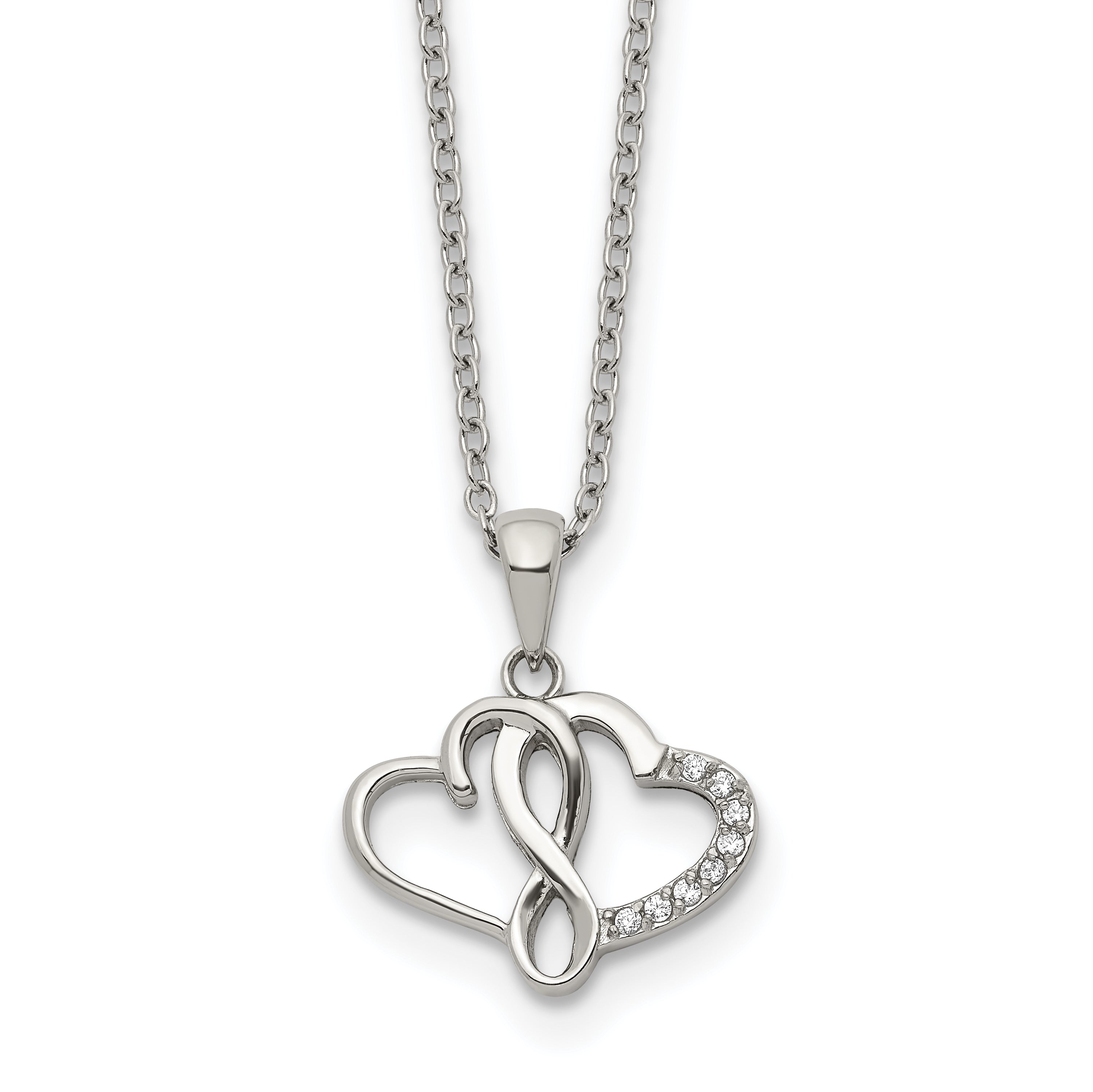Polished Cubic Zirconia Infinity Stainless Steel Cable Chain Pendant Necklace 1mm Main image