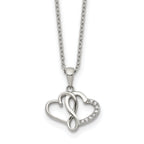 Polished Cubic Zirconia Infinity Stainless Steel Cable Chain Pendant Necklace 1mm