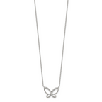 Polished Cubic Zirconia Stainless Steel Cable Chain Pendant Necklace 1mm