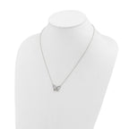 Polished Cubic Zirconia Stainless Steel Cable Chain Pendant Necklace 1mm
