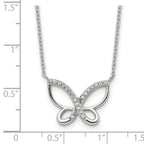 Polished Cubic Zirconia Stainless Steel Cable Chain Pendant Necklace 1mm