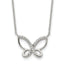 Polished Cubic Zirconia Stainless Steel Cable Chain Pendant Necklace 1mm