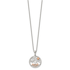 Rose-Tone Polished MOM Stainless Steel Cable Chain Pendant Necklace 1.5mm