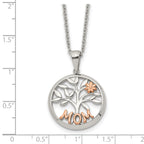 Rose-Tone Polished MOM Stainless Steel Cable Chain Pendant Necklace 1.5mm