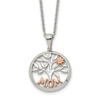 Rose-Tone Polished MOM Stainless Steel Cable Chain Pendant Necklace 1.5mm