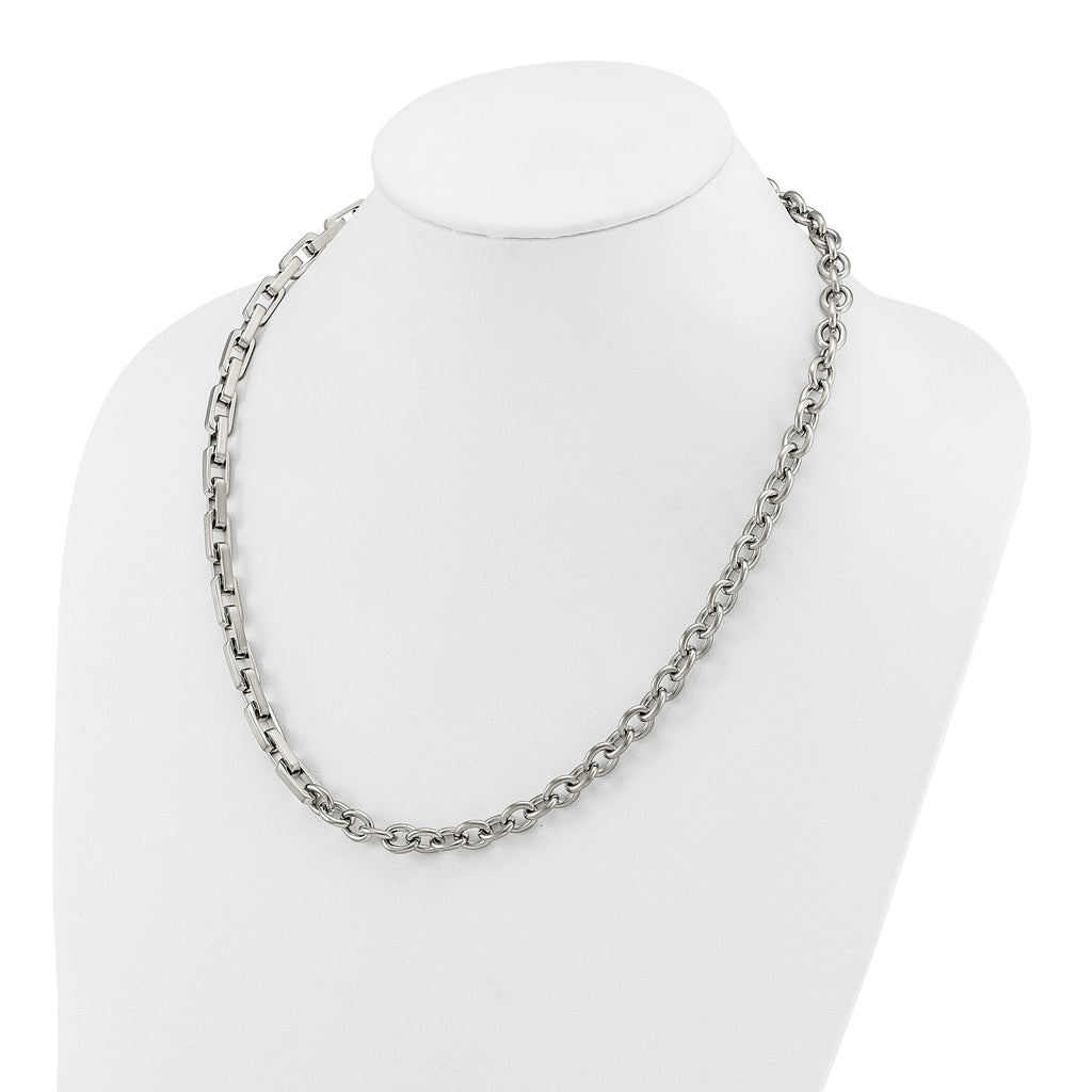 Brushed and Polished Stainless Steel Necklace 7mm